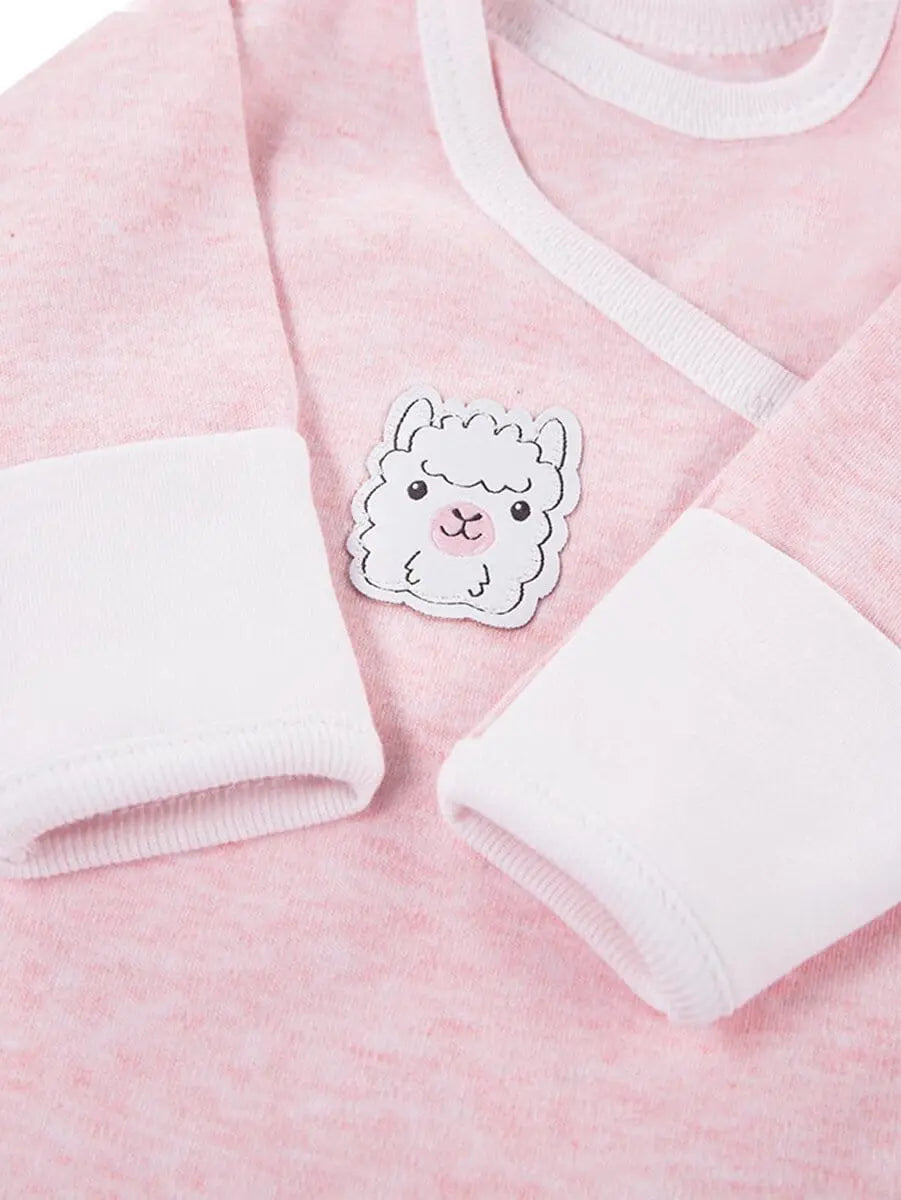 Early Baby Long Sleeved Bodysuit, Cute Alpaca Design - Pink Bodysuit / Vest EEVI 