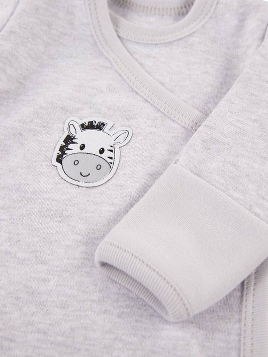 Early Baby Long Sleeved Bodysuit, Cute Zebra Design - Grey Bodysuit / Vest EEVI 