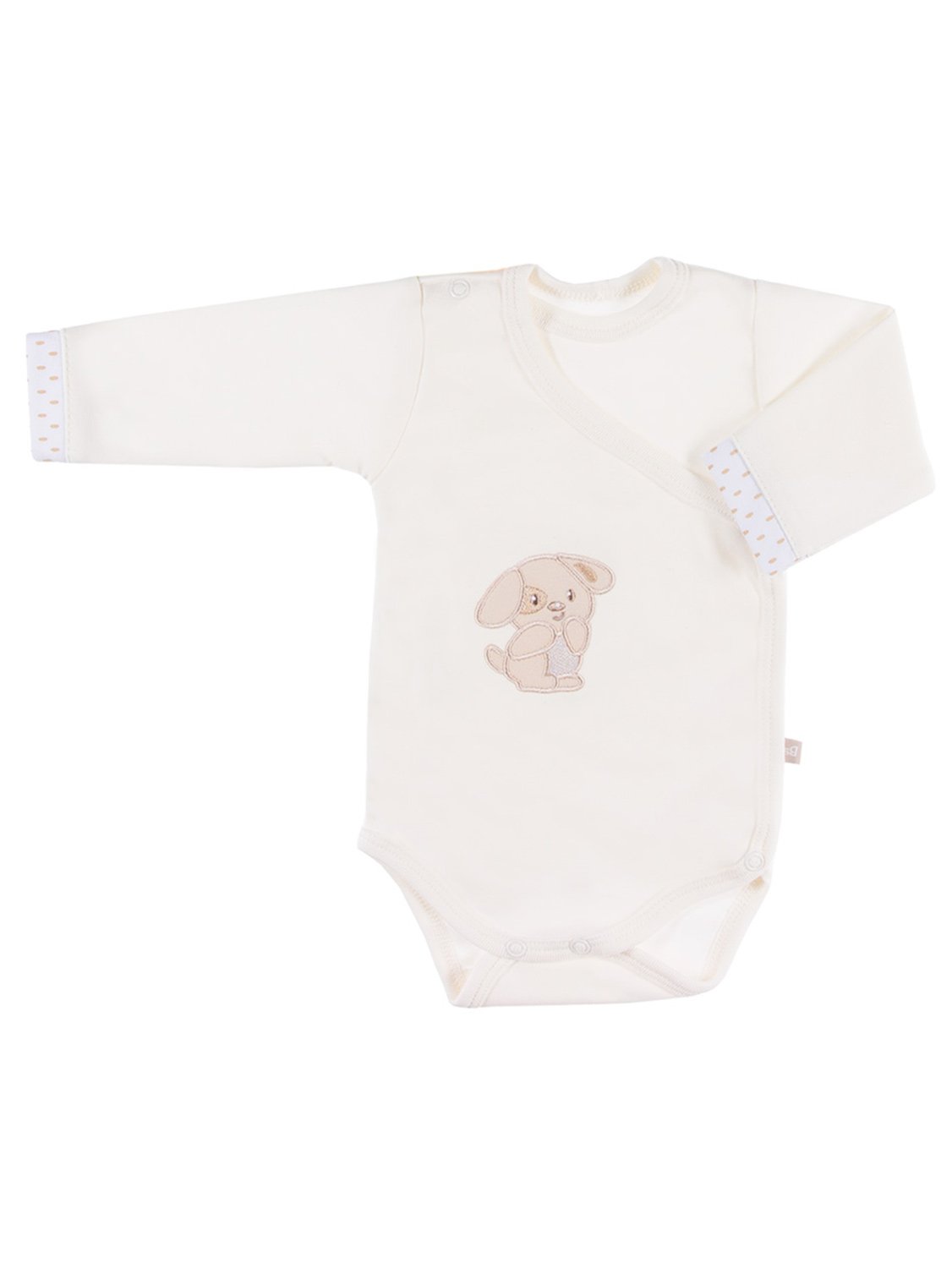 Early Baby Bodysuit, Embroidered Puppy Design - Cream - Bodysuit / Vest - EEVI