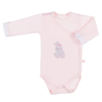Early Baby Bodysuit, Embroidered Bunny Rabbit Design - Pink Bodysuit / Vest EEVI 