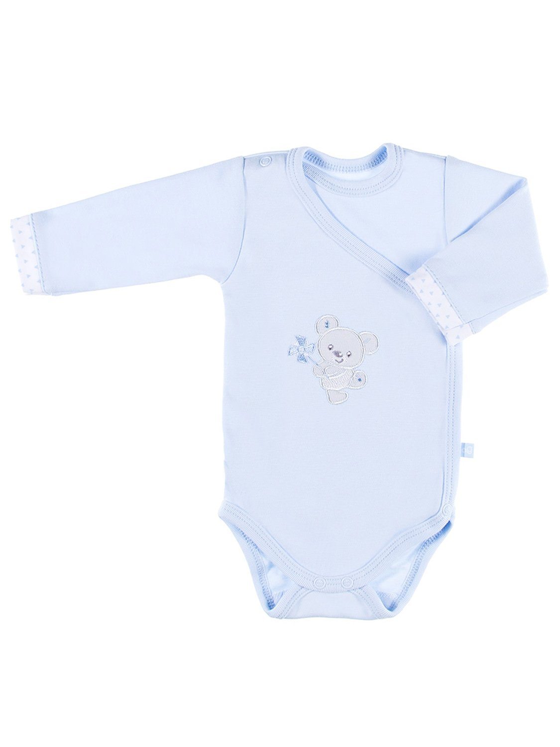 Early Baby Bodysuit, Embroidered Bear Design - Blue - Bodysuit / Vest - EEVI