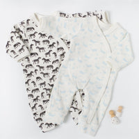 2 Pack Sleepsuits, Ocean Blue and Little Zebras, 100% Organic Cotton (1.5lb-3lb, 3lb-5lb & 4-7lb) Set Tiny & Small 
