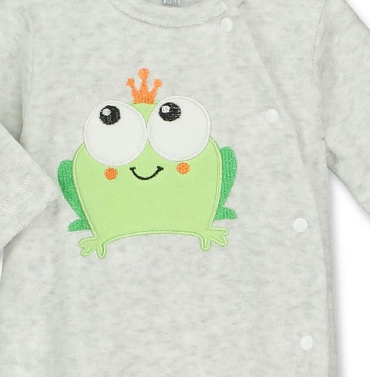 2 piece Velour Frog Sleepuit and wrapover vest. 3-5lbs Sleepsuit / Babygrow Prends ton Pouce 
