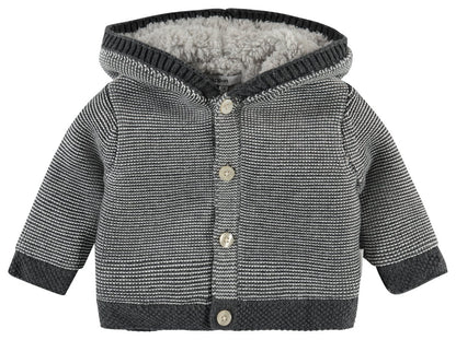 Charcoal Knitted Fluffy Lined Cardigan/Coat - Organic Cotton Cardigan / Jacket Noppies 