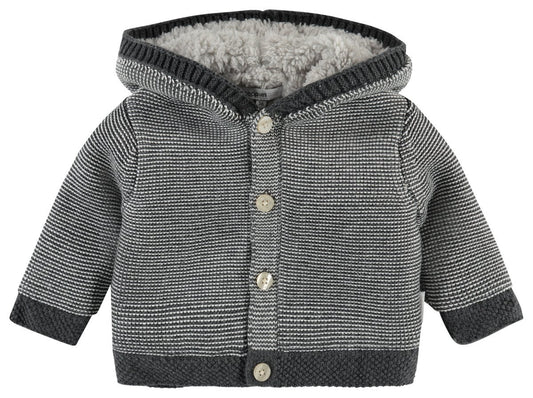 Charcoal Knitted Fluffy Lined Cardigan/Coat - Organic Cotton Cardigan / Jacket Noppies 