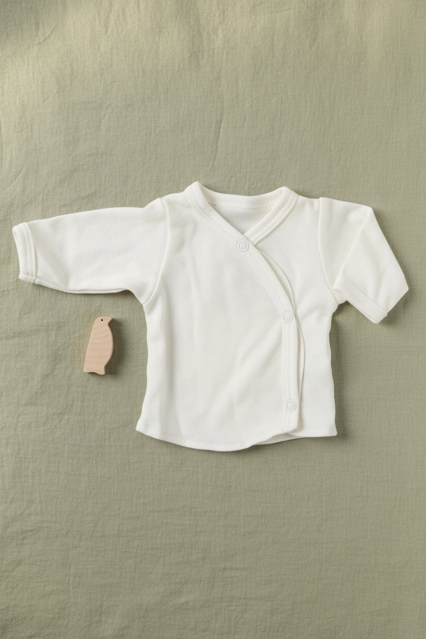 Cream wrap over top, Premium 100% Organic Cotton Top / T-shirt Tiny & Small 
