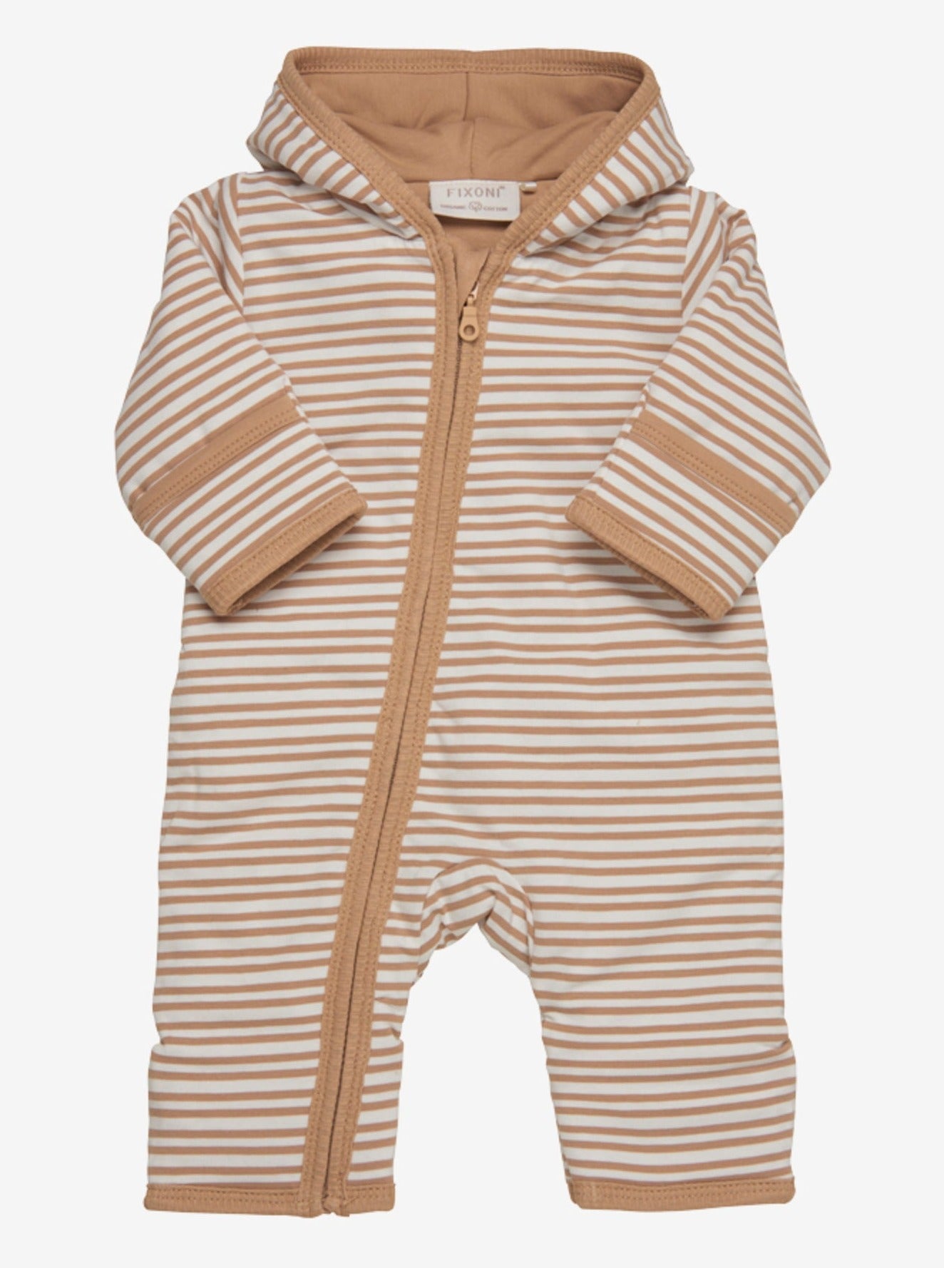 Fixoni Brown and Cream Striped Tiny Baby Pramsuit - Snowsuit / Pramsuit - Fixoni