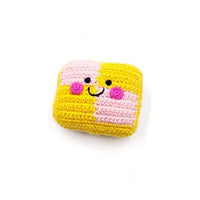 Crochet Fair Trade Rattle Toy - Friendly Battenburg Cake Rattle Pebble Toys 
