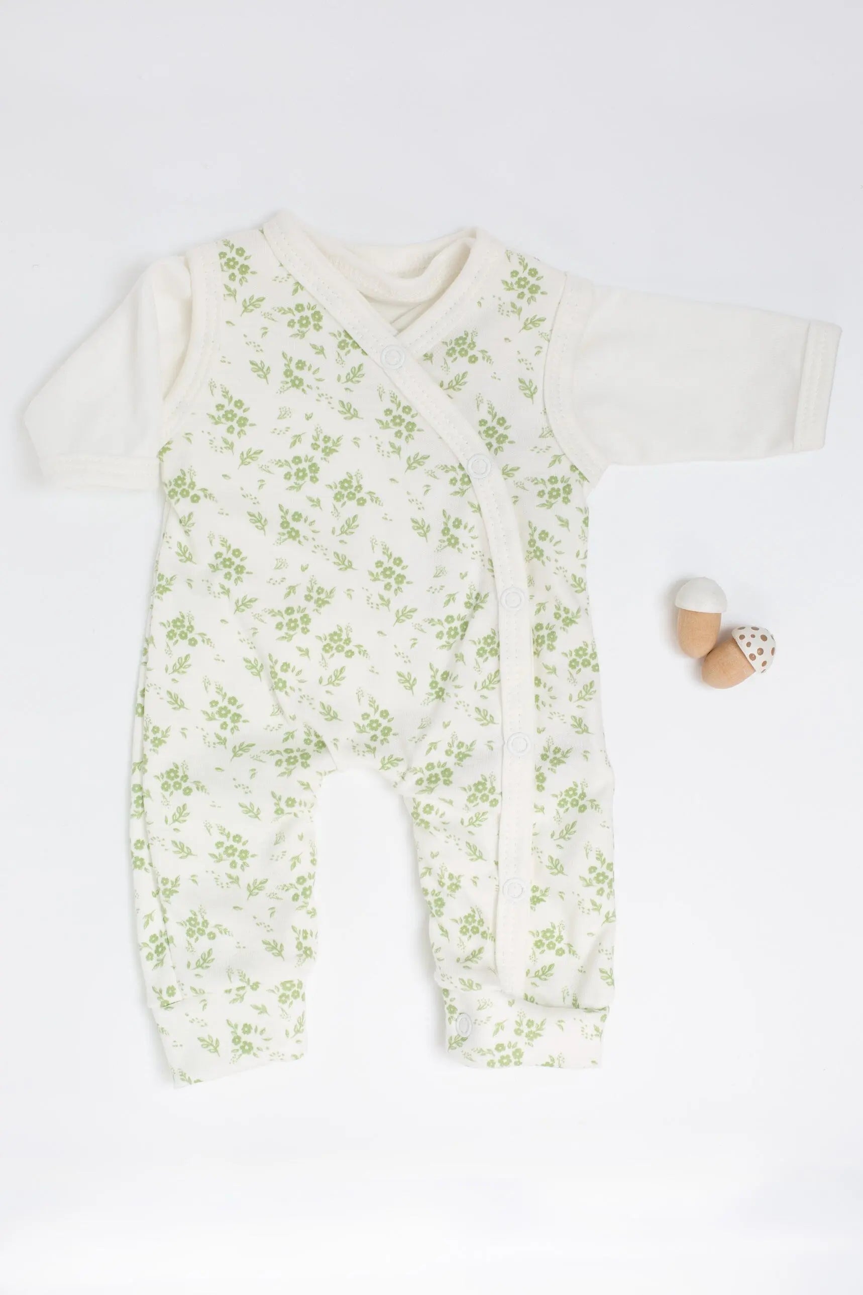 Dungaree & Top Set, Apple Floral, Premium 100% Organic Cotton Dungaree Tiny & Small 