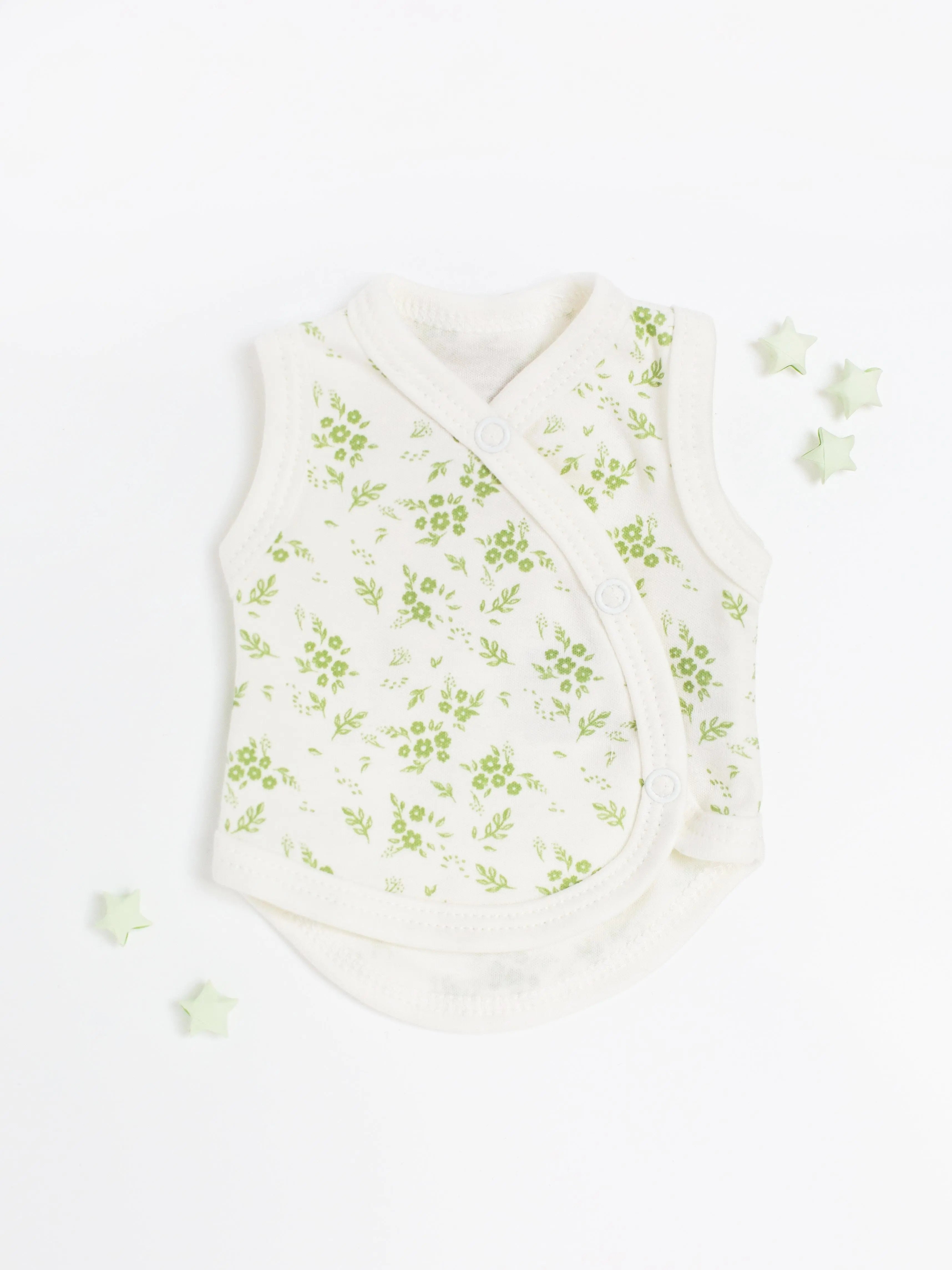 Incubator Vest, Apple Floral , Premium 100% Organic Cotton Bodysuit / Vest Tiny & Small 