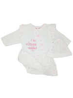 'I Love Cuddles' Heart Print Dress & Hat Set