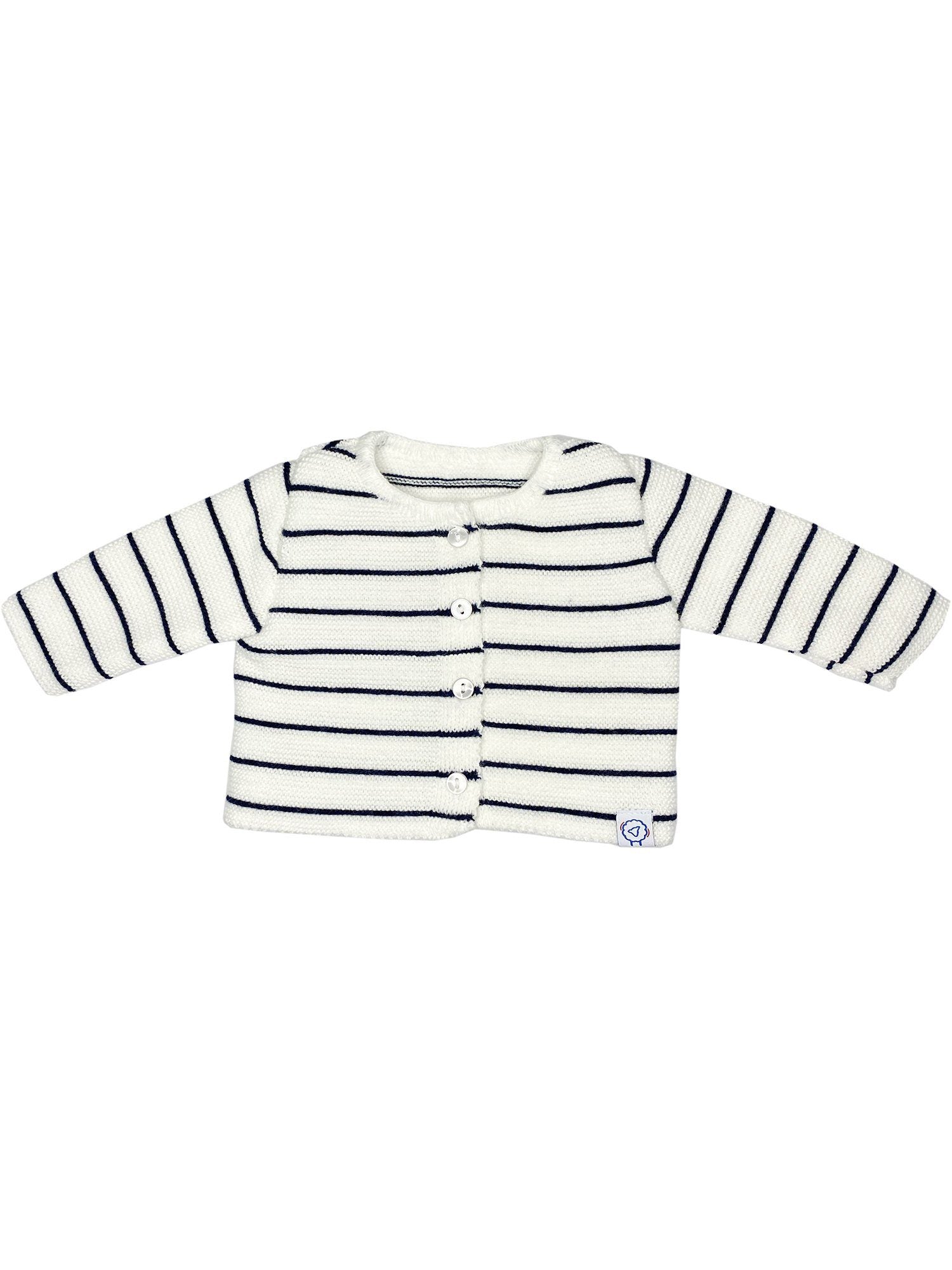 Knitted Premature Baby Cardigan, Breton Stripe White - Cardigan / Jacket - La Manufacture de Layette