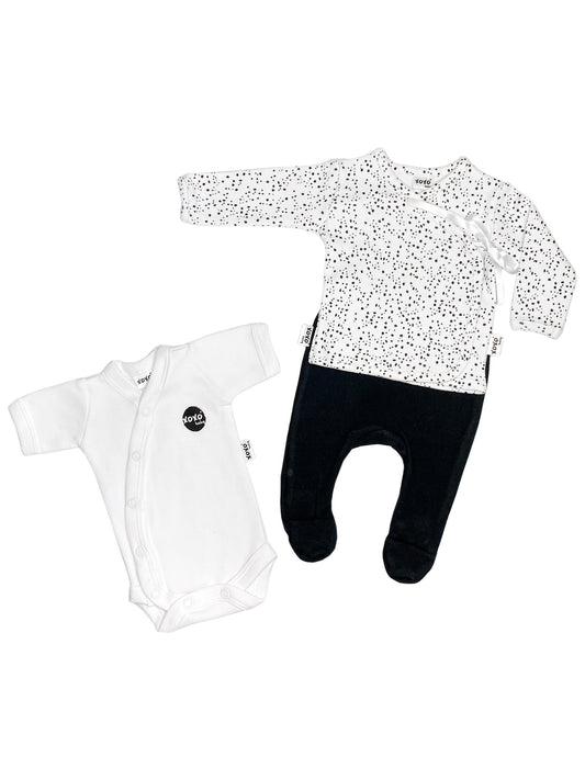 Speckles Print 3 Piece Set (Top, Leggings & Vest), 4lb-6lb Set xoxobaby 