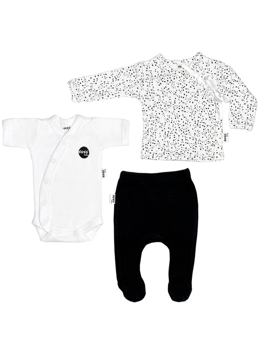 Speckles Print 3 Piece Set (Top, Leggings & Vest), 4lb-6lb Set xoxobaby 