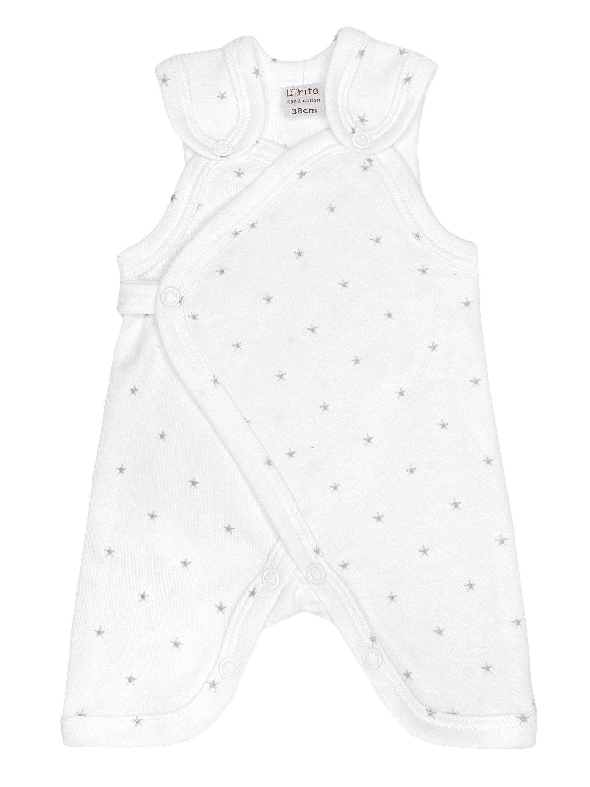 Early Baby Dungarees - White with Stars - Dungaree - Lorita