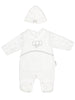 Load image into Gallery viewer, Elephant Dungaree, Long Sleeve Top &amp; Hat - White - Set - Tiny Chick