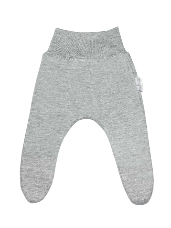 Tiny Baby Leggings, Cotton, Footed - Grey