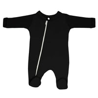 100% Cotton Footed Zip Up Sleepsuit - Black Sleepsuit / Babygrow Little Lumps 