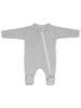Tiny Baby Zip Up Sleepsuit, 100% Cotton, Footed, Grey - Sleepsuit / Babygrow - Little Lumps