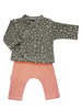 Load image into Gallery viewer, Preemie Top &amp; Trouser Set, Polkadot Grey &amp; Pink - Set - Little Lucas