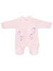 Appliqué Mother Duck & Ducklings Pink Velour Sleepsuit - Sleepsuit / Babygrow - Tiny Chick