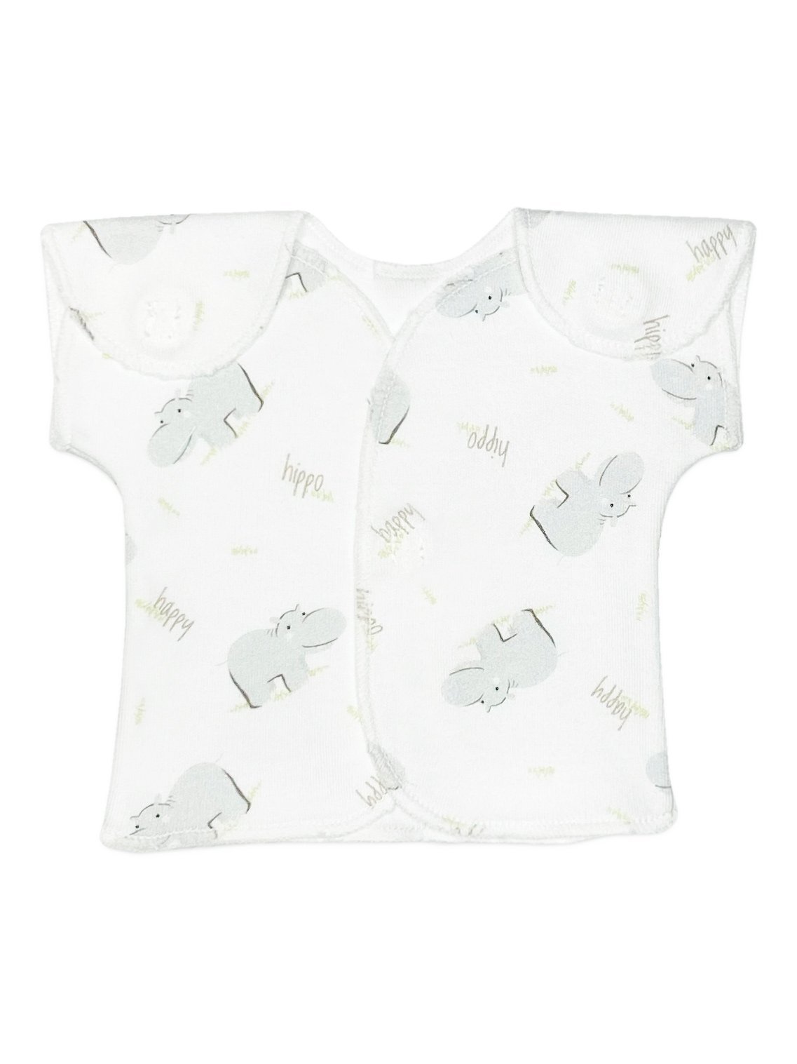 Wrap-over premature baby top, hippos - Incubator Vest - Itty Bitty Baby Clothing