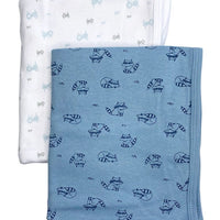 2 Pack, Organic Cotton Blankets, Raccoons / Tractors, 70 x 70 cm Blanket Pippi 
