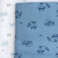 2 Pack, Organic Cotton Blankets, Raccoons / Tractors, 70 x 70 cm Blanket Pippi 