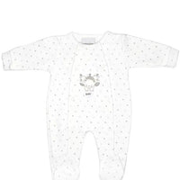 White Baby Bear Star Print Sleepsuit Sleepsuit / Babygrow Dandelion 