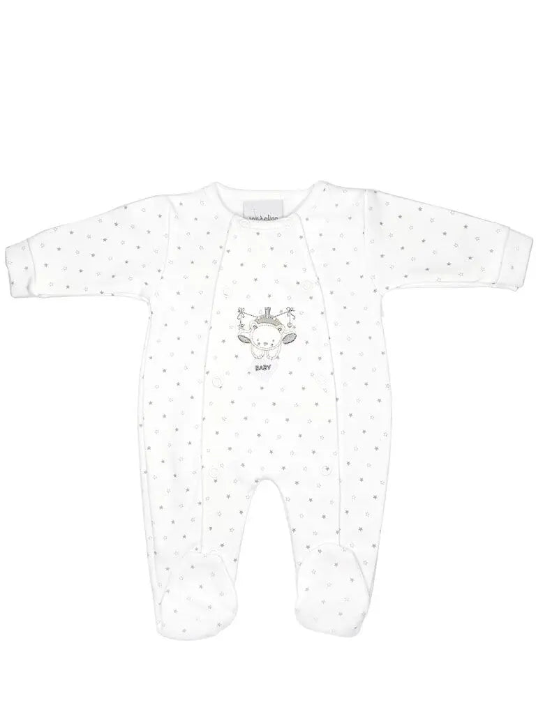 White Baby Bear Star Print Sleepsuit Sleepsuit / Babygrow Dandelion 