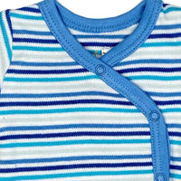 Organic Cotton Blue Bold Stripe Long Sleeve Vest Bodysuit / Vest Fixoni 