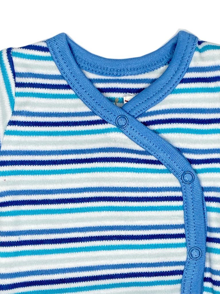 Organic Cotton Blue Bold Stripe Long Sleeve Vest - Bodysuit / Vest - Fixoni