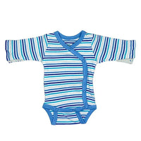 Organic Cotton Blue Bold Stripe Long Sleeve Vest Bodysuit / Vest Fixoni 