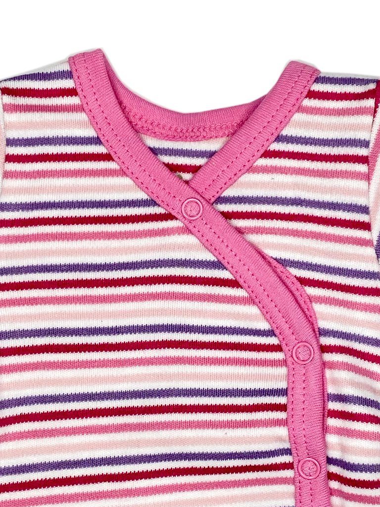 Organic Cotton Pink Bold Stripe Long Sleeve Vest - Bodysuit / Vest - Fixoni
