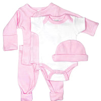 Classic Pink & White 4 piece set - Vest, Top, Trousers & Hat Set Soft Touch 