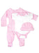 Classic Pink & White 4 piece set - Vest, Top, Trousers & Hat Set Soft Touch 