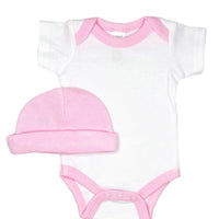 Classic Pink & White 4 piece set - Vest, Top, Trousers & Hat Set Soft Touch 