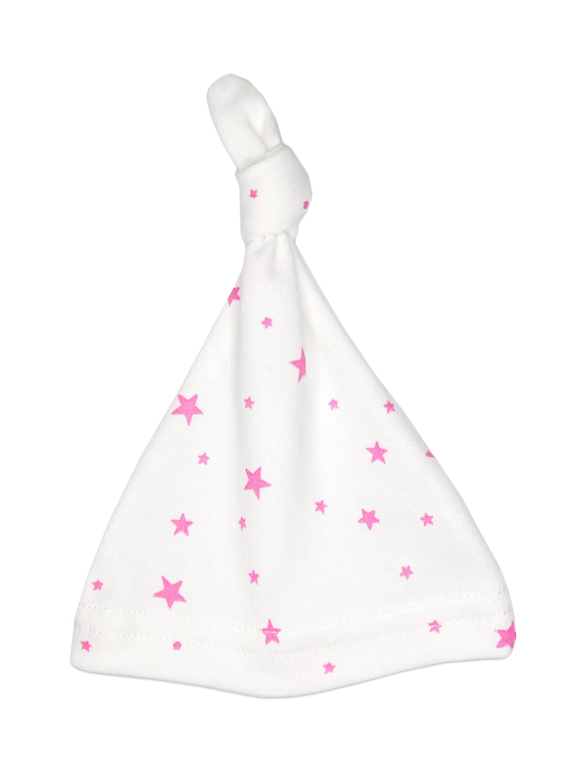 Pink Stars Knotted Premature Baby Hat (1.5-3lb & 3-5lb) - Hat - Little Mouse Baby Clothing & Gifts