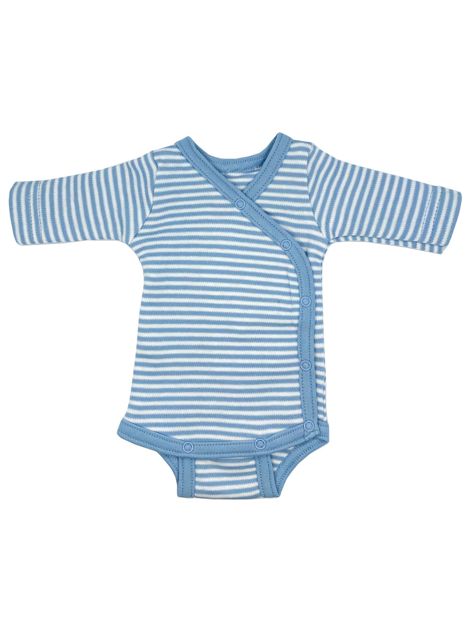 Organic Cotton Blue Thin Stripe Long Sleeve Vest - Bodysuit / Vest - Fixoni