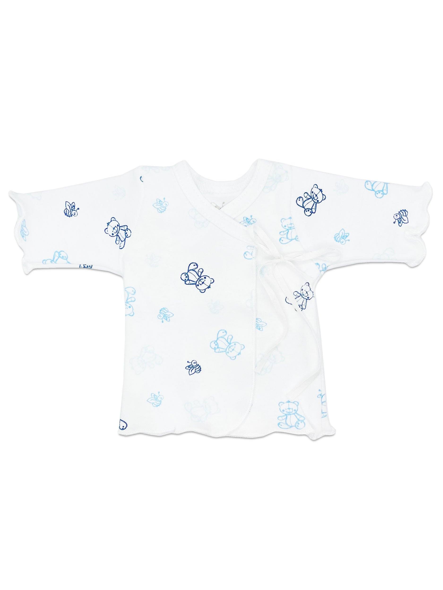 Organic Cotton Blue Bee Bear Ribbon Tie Wrap Top - Top / T-shirt - Fixoni