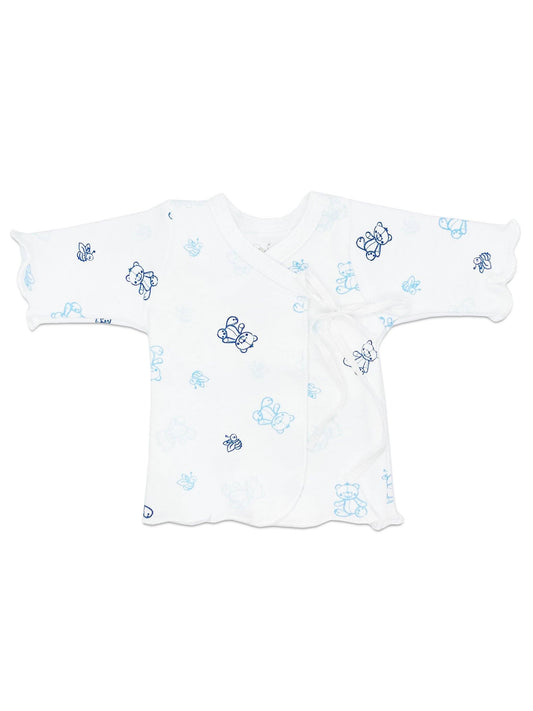 Organic Cotton Blue Bee Bear Ribbon Tie Wrap Top Top / T-shirt Fixoni 