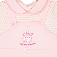 'You Are Magical' Unicorn Dungarees & Hat Set Dungaree Tiny Chick 
