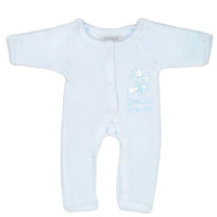 Preemie Baby Clothes: Velour, Blue 'Special Little Me' Sleepsuit / Babygrow Tiny Chick 