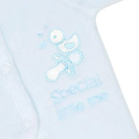 Preemie Baby Clothes: Velour, Blue 'Special Little Me' Sleepsuit / Babygrow Tiny Chick 