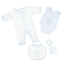 Blue Elephant 4 Piece Set - Sleepsuit, Vest, Bib & Mitts Outift Tiny Chick 