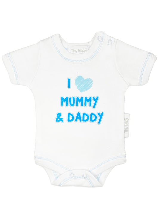 3 Pack Vests: I Love My Mummy & Daddy - Blue (3-5lbs & 5-8lbs) Set Tiny Chick 