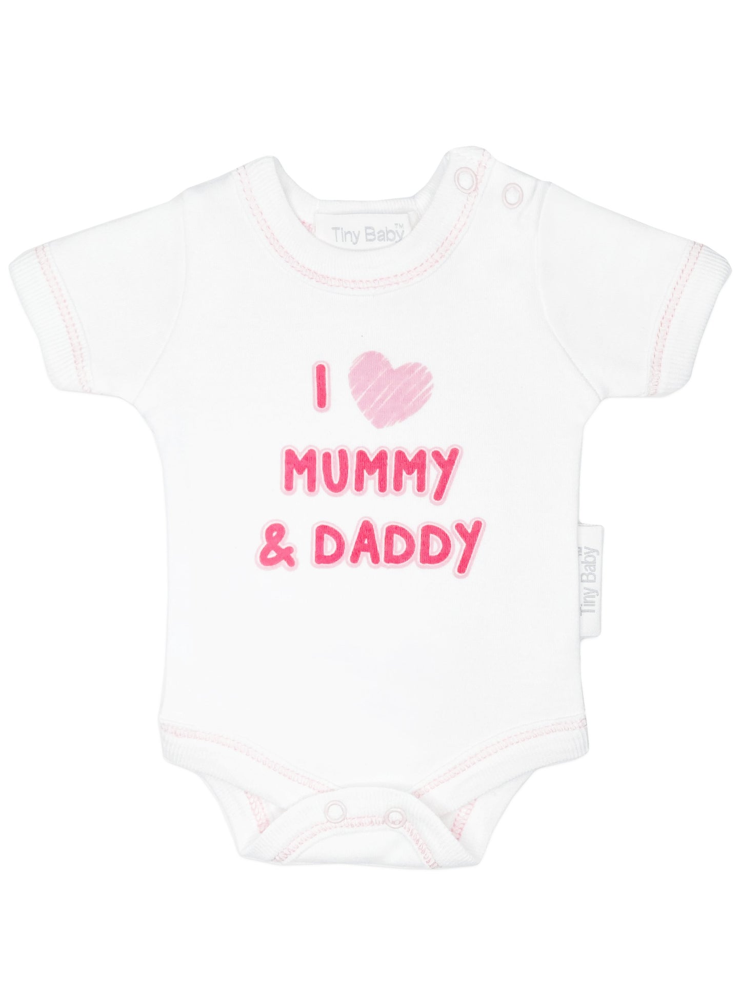 3 Pack Vests: I Love My Mummy & Daddy - Pink Bodysuit / Vest Tiny Chick 