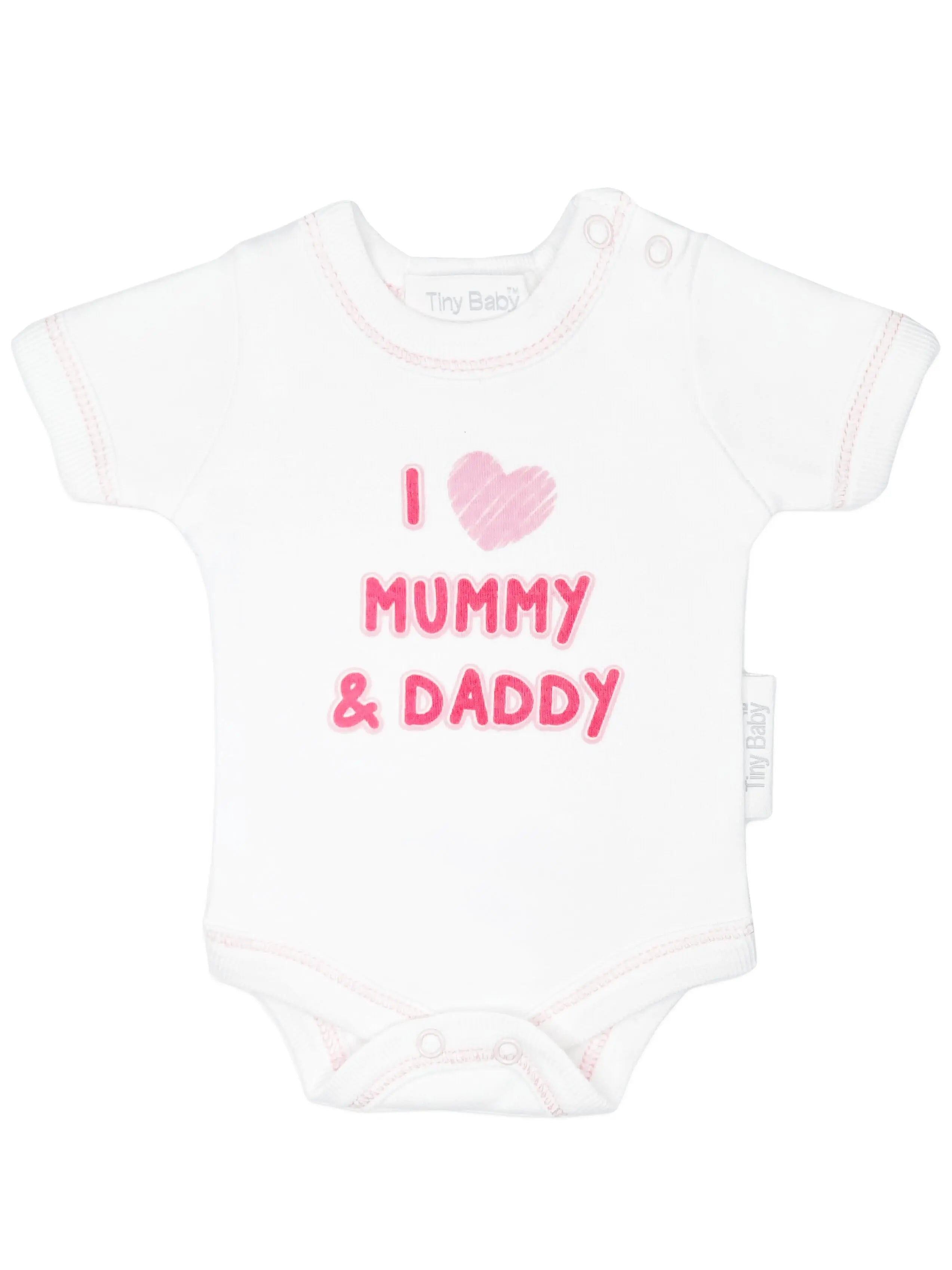 3 Pack Vests: I Love My Mummy & Daddy - Pink Bodysuit / Vest Tiny Chick 