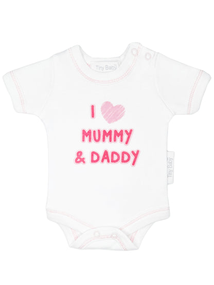 3 Pack Vests: I Love My Mummy & Daddy - Pink Bodysuit / Vest Tiny Chick 