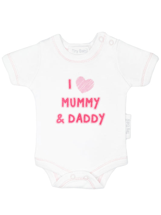 3 Pack Vests: I Love My Mummy & Daddy - Pink Bodysuit / Vest Tiny Chick 
